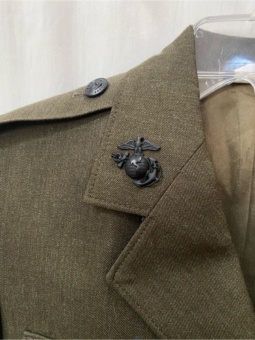 Vintage USMC Alpha Business Green Military Wool Jacket 36R FLAWS costume - Picture 2 of 16